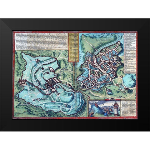 Antique Map of Jerusalem Black Modern Wood Framed Art Print by Vintage Maps