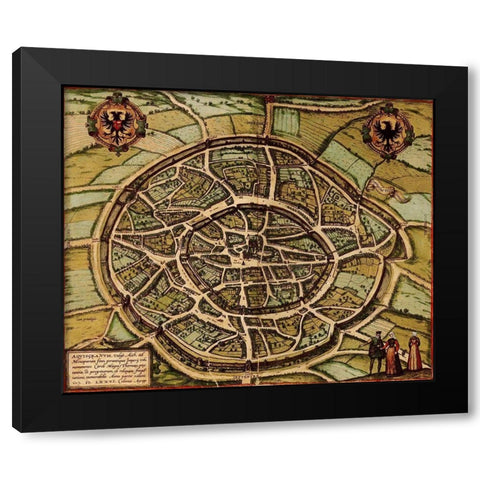 Antique Map of Jerusalem Black Modern Wood Framed Art Print with Double Matting by Vintage Maps