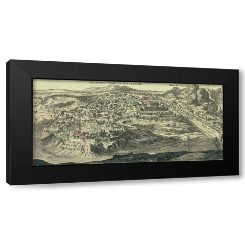 Antique Map of Jerusalem Black Modern Wood Framed Art Print by Vintage Maps