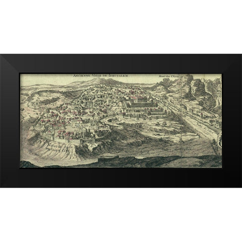 Antique Map of Jerusalem Black Modern Wood Framed Art Print by Vintage Maps