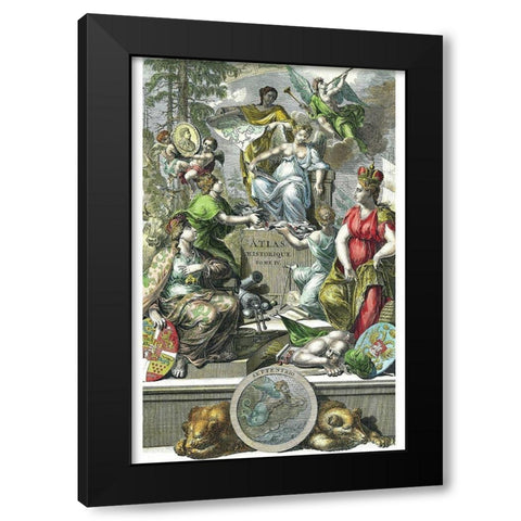 Historical Atlas Title Page Black Modern Wood Framed Art Print by Chatelain, Henri