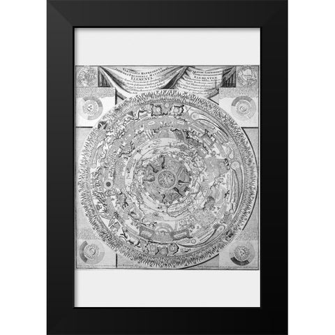Celestial Map Black Modern Wood Framed Art Print by Saliba, Antonio