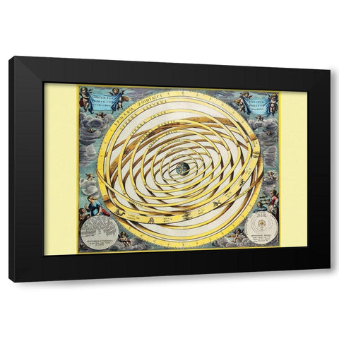 Celestial Map Black Modern Wood Framed Art Print by Cellarius, Andreas