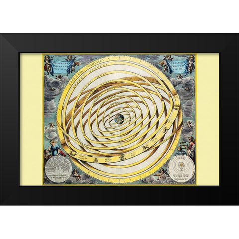 Celestial Map Black Modern Wood Framed Art Print by Cellarius, Andreas