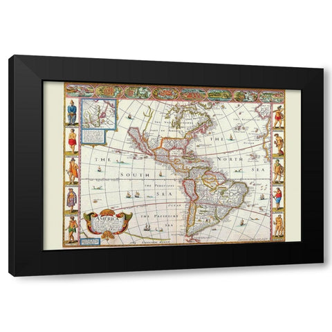 America Black Modern Wood Framed Art Print by Speed, John