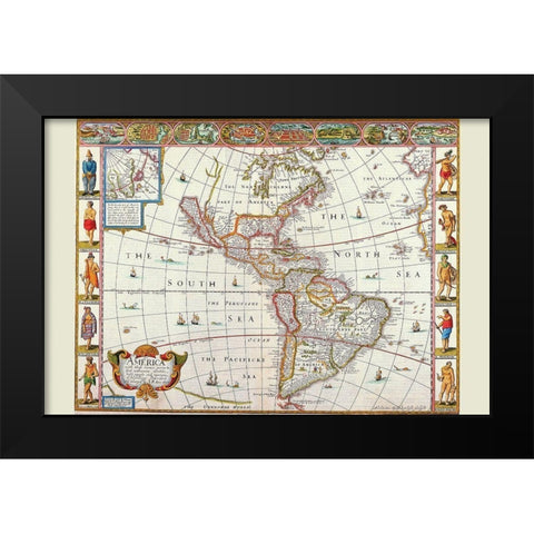 America Black Modern Wood Framed Art Print by Speed, John