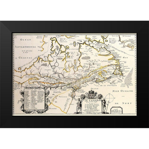 New France or Canada by Champlain Black Modern Wood Framed Art Print by Champlain, Samuel De
