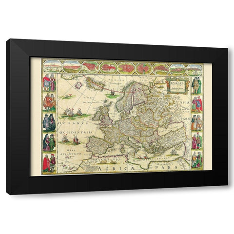 Europe Black Modern Wood Framed Art Print with Double Matting by Blaeu, Willem