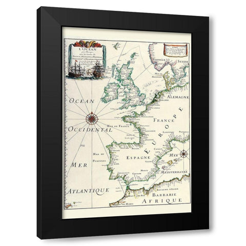 Europe Black Modern Wood Framed Art Print by Merian, Matthias