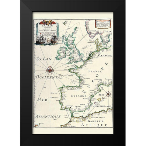 Europe Black Modern Wood Framed Art Print by Merian, Matthias