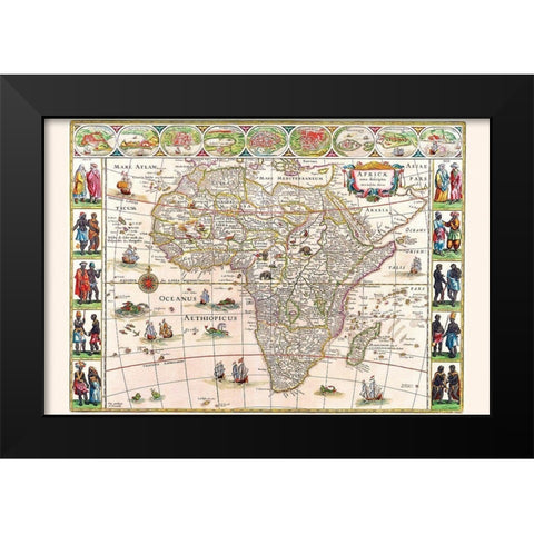 Africa Black Modern Wood Framed Art Print by Blaeu, Willem