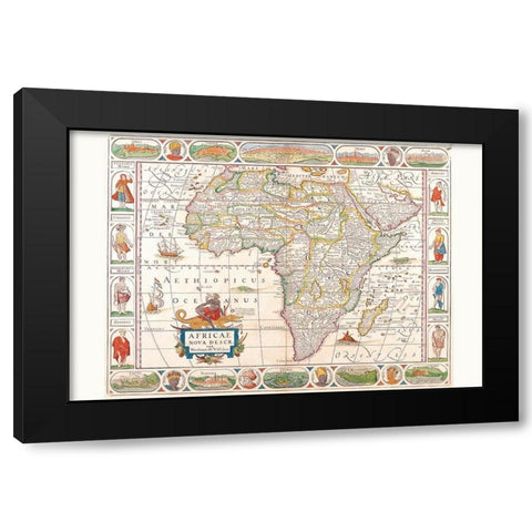 Africa Black Modern Wood Framed Art Print by Visscher, Nicolas