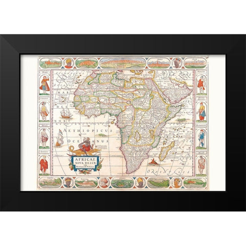 Africa Black Modern Wood Framed Art Print by Visscher, Nicolas