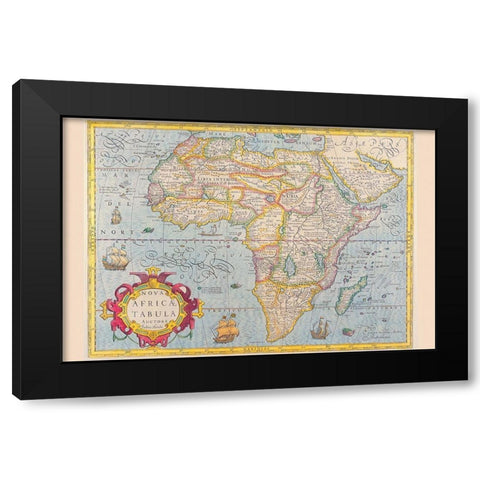 Africa Black Modern Wood Framed Art Print with Double Matting by Hondius, Jodocus