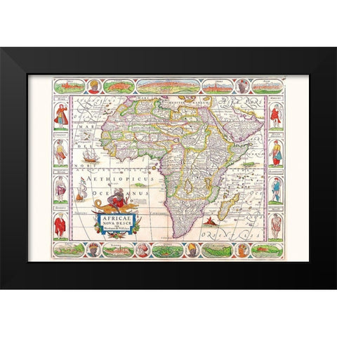 Africa Black Modern Wood Framed Art Print by Coronelli, Vincenzo