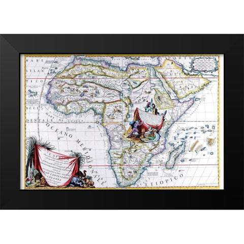 Africa Black Modern Wood Framed Art Print by Coronelli, Vincenzo