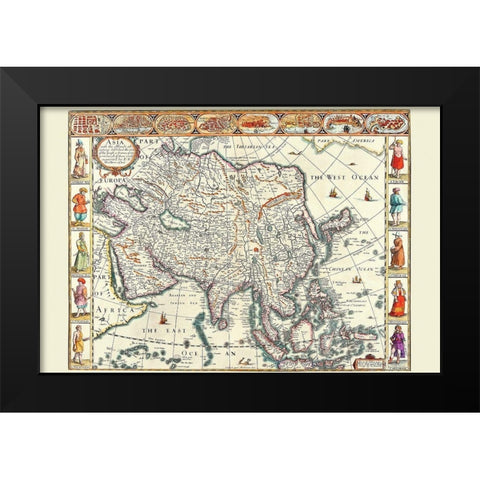 Asia Black Modern Wood Framed Art Print by Speed, John