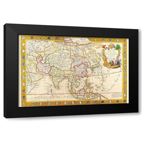 Asia Black Modern Wood Framed Art Print with Double Matting by Danet, Guillaume
