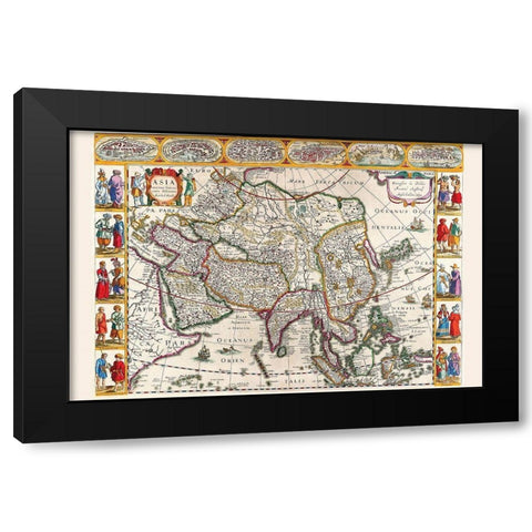Asia Black Modern Wood Framed Art Print with Double Matting by Jansson, Jan