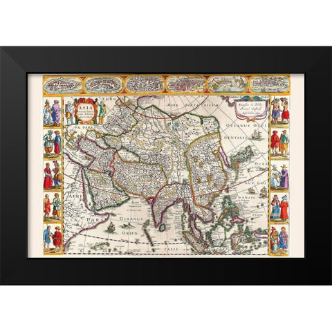 Asia Black Modern Wood Framed Art Print by Jansson, Jan