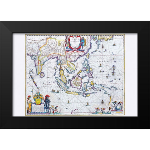 India and Southeast Asia Black Modern Wood Framed Art Print by Blaeu, Willem