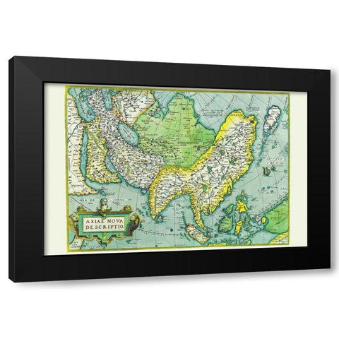 Asia Black Modern Wood Framed Art Print by Ortelius, Abraham