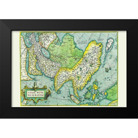 Asia Black Modern Wood Framed Art Print by Ortelius, Abraham