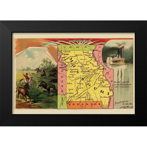 Missouri Black Modern Wood Framed Art Print by Arbuckle Brothers