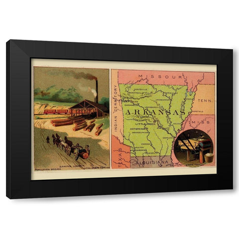 Arkansas Black Modern Wood Framed Art Print with Double Matting by Arbuckle Brothers
