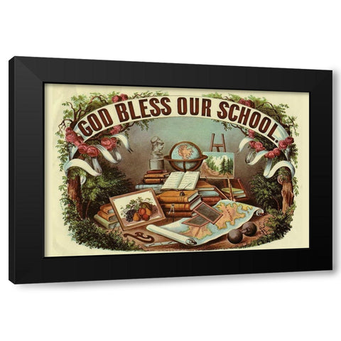 God Bless Our School Black Modern Wood Framed Art Print with Double Matting by Arbuckle Brothers