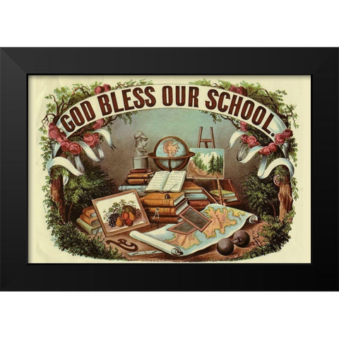 God Bless Our School Black Modern Wood Framed Art Print by Arbuckle Brothers