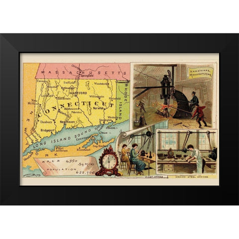 Connecticut Black Modern Wood Framed Art Print by Arbuckle Brothers