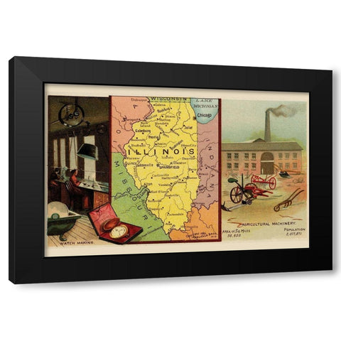Illinois Black Modern Wood Framed Art Print with Double Matting by Arbuckle Brothers