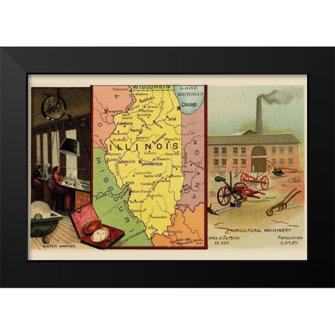 Illinois Black Modern Wood Framed Art Print by Arbuckle Brothers