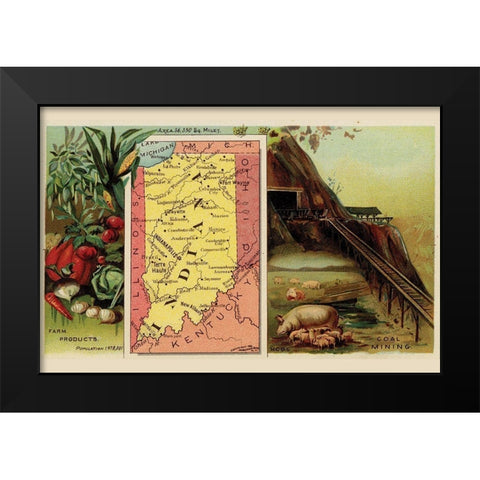 Indiana Black Modern Wood Framed Art Print by Arbuckle Brothers