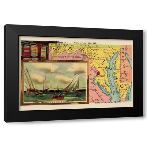 Maryland Black Modern Wood Framed Art Print by Arbuckle Brothers