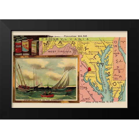 Maryland Black Modern Wood Framed Art Print by Arbuckle Brothers