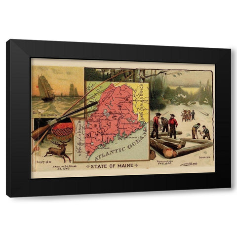 Maine Black Modern Wood Framed Art Print with Double Matting by Arbuckle Brothers