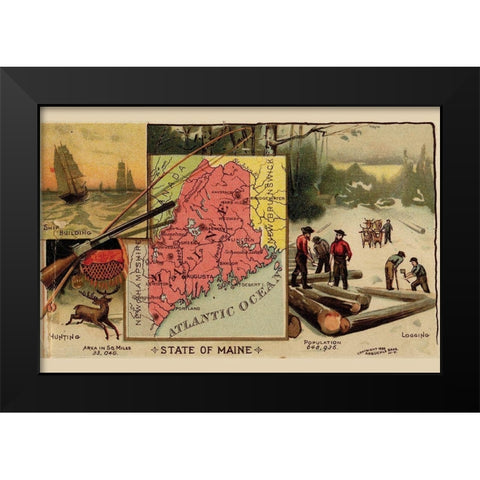 Maine Black Modern Wood Framed Art Print by Arbuckle Brothers