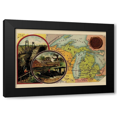 Michigan Black Modern Wood Framed Art Print with Double Matting by Arbuckle Brothers