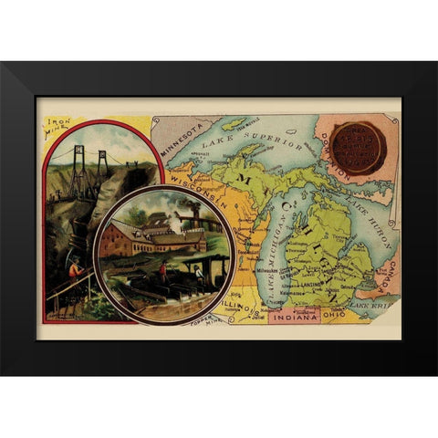 Michigan Black Modern Wood Framed Art Print by Arbuckle Brothers