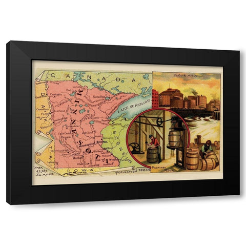 Minnesota Black Modern Wood Framed Art Print with Double Matting by Arbuckle Brothers