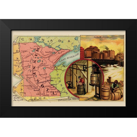 Minnesota Black Modern Wood Framed Art Print by Arbuckle Brothers