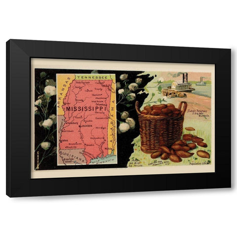 Mississippi Black Modern Wood Framed Art Print by Arbuckle Brothers