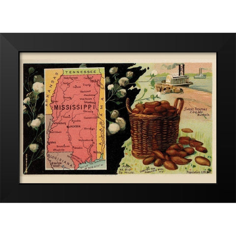 Mississippi Black Modern Wood Framed Art Print by Arbuckle Brothers