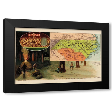 North Carolina Black Modern Wood Framed Art Print by Arbuckle Brothers