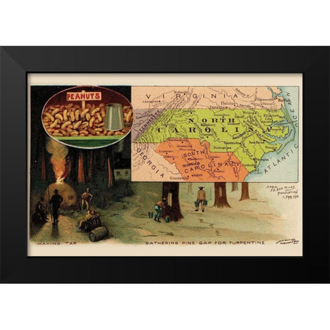 North Carolina Black Modern Wood Framed Art Print by Arbuckle Brothers
