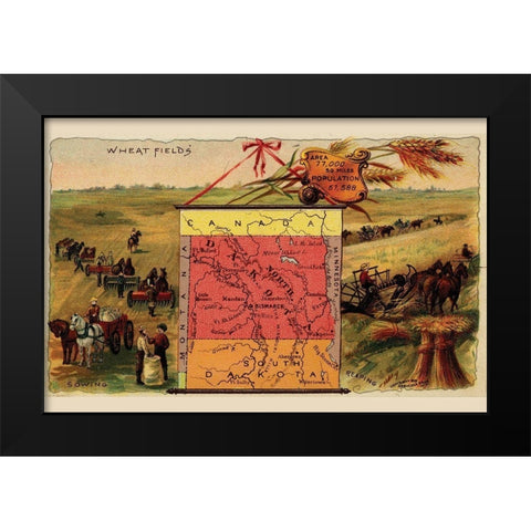 North Dakota Black Modern Wood Framed Art Print by Arbuckle Brothers