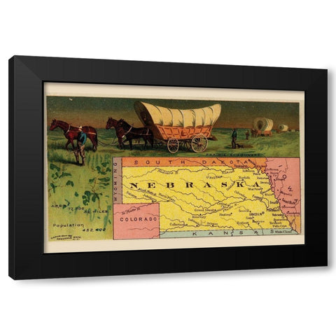 Nebraska Black Modern Wood Framed Art Print with Double Matting by Arbuckle Brothers