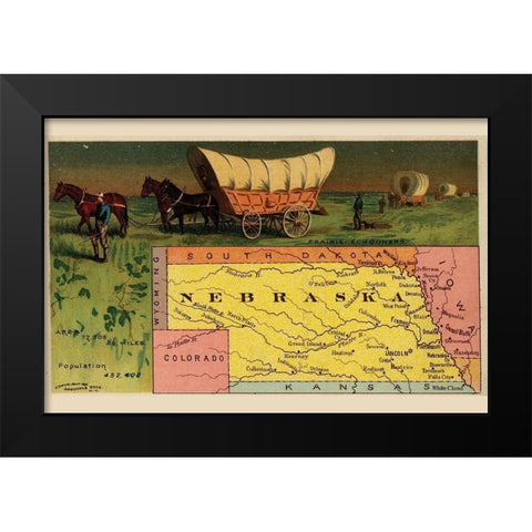 Nebraska Black Modern Wood Framed Art Print by Arbuckle Brothers